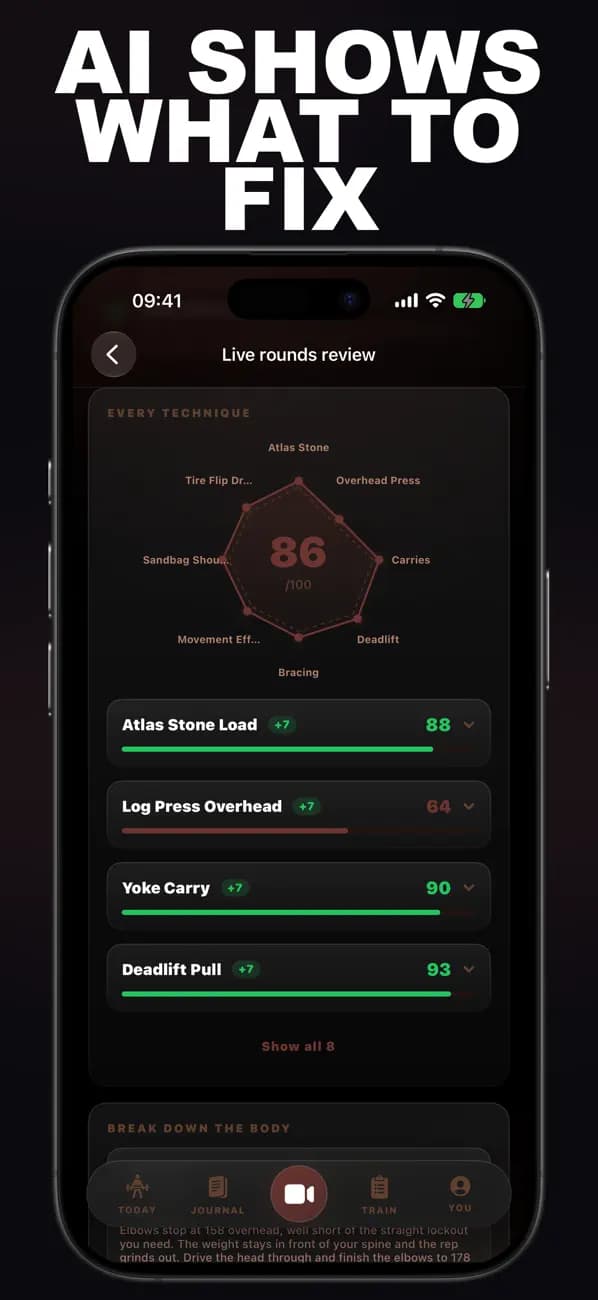 Strongman AI: Gym Coach app screen 1